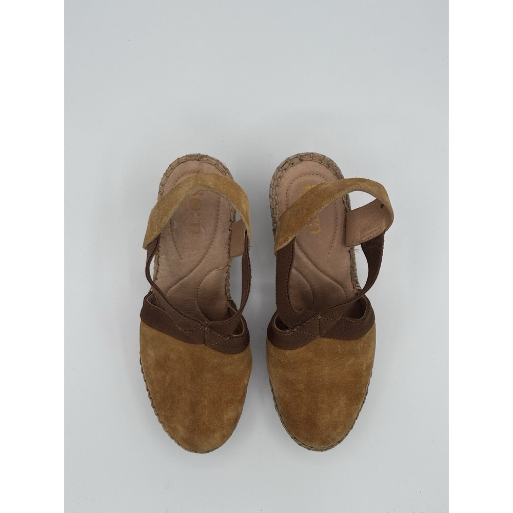 Born Women's Meade Sandle Sz 8 Wedge Platform Espadrille Mustard Suede Slingback - Picture 5 of 12